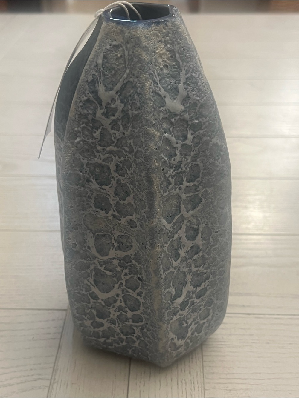 Handcrafted Thailand Textured Ceramic Vase Gray Blue Artisan Decor 9” NWT